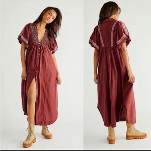 Free People Samantha Burgundy Maxi Dress